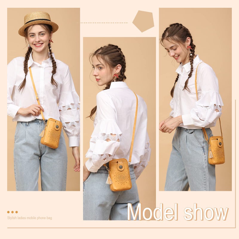 APHISON Small Crossbody Bags for Women, Lightweight Vegan Leather Cell Phone Purse, Cute Purses with Tassels - Image 3